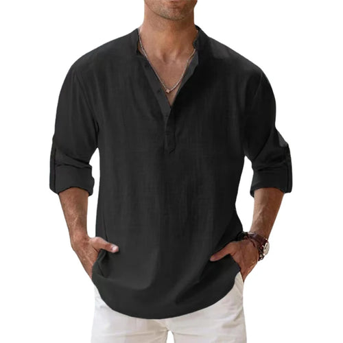 Men’s Casual Linen Henley Shirt