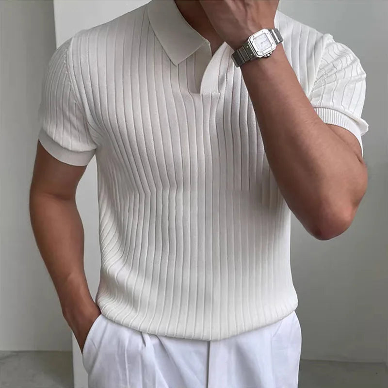 Summer Sports And Leisure Slim Fit T-Shirt Fashionable Men's Golf Polo Shirt Open Neck Breathable Quick Drying Short Sleeved Top