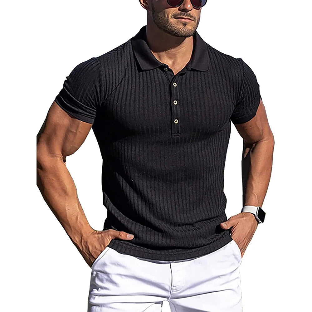 Premium Ribbed Polo Shirt – Slim Fit